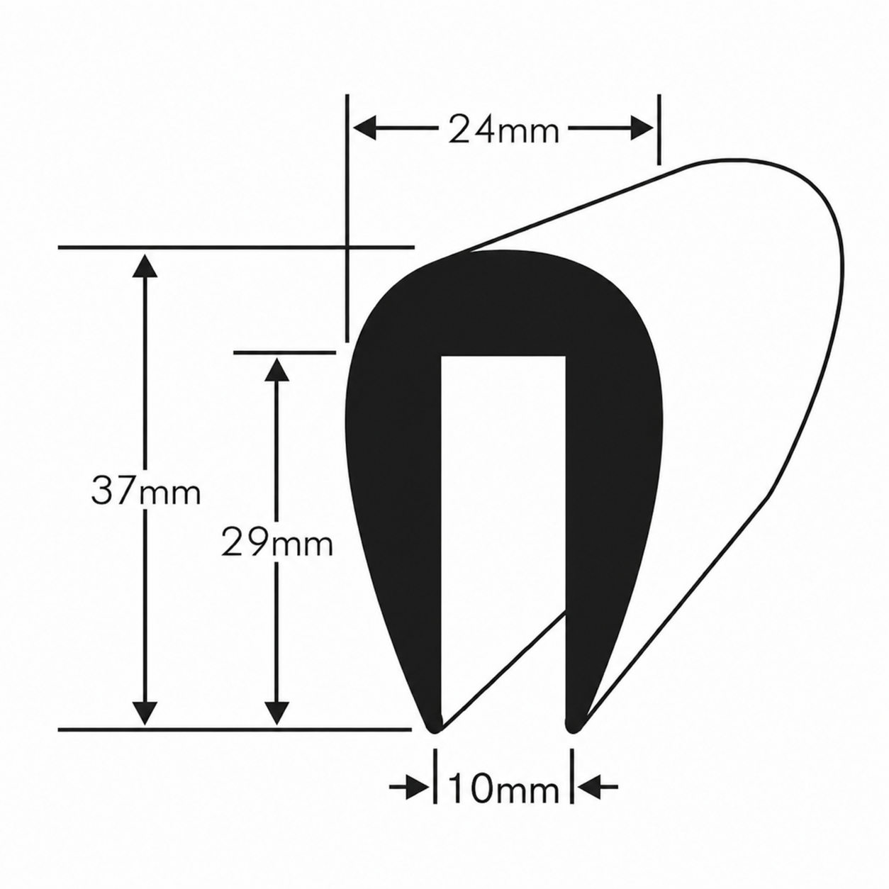 Boat U Fender 10MM Flange Rubbing Strake Black