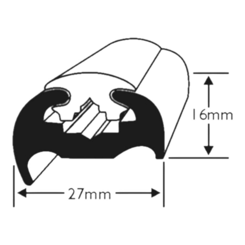 Marine Boat D Fender Rubbing Strake 27MM Black with Black Insert