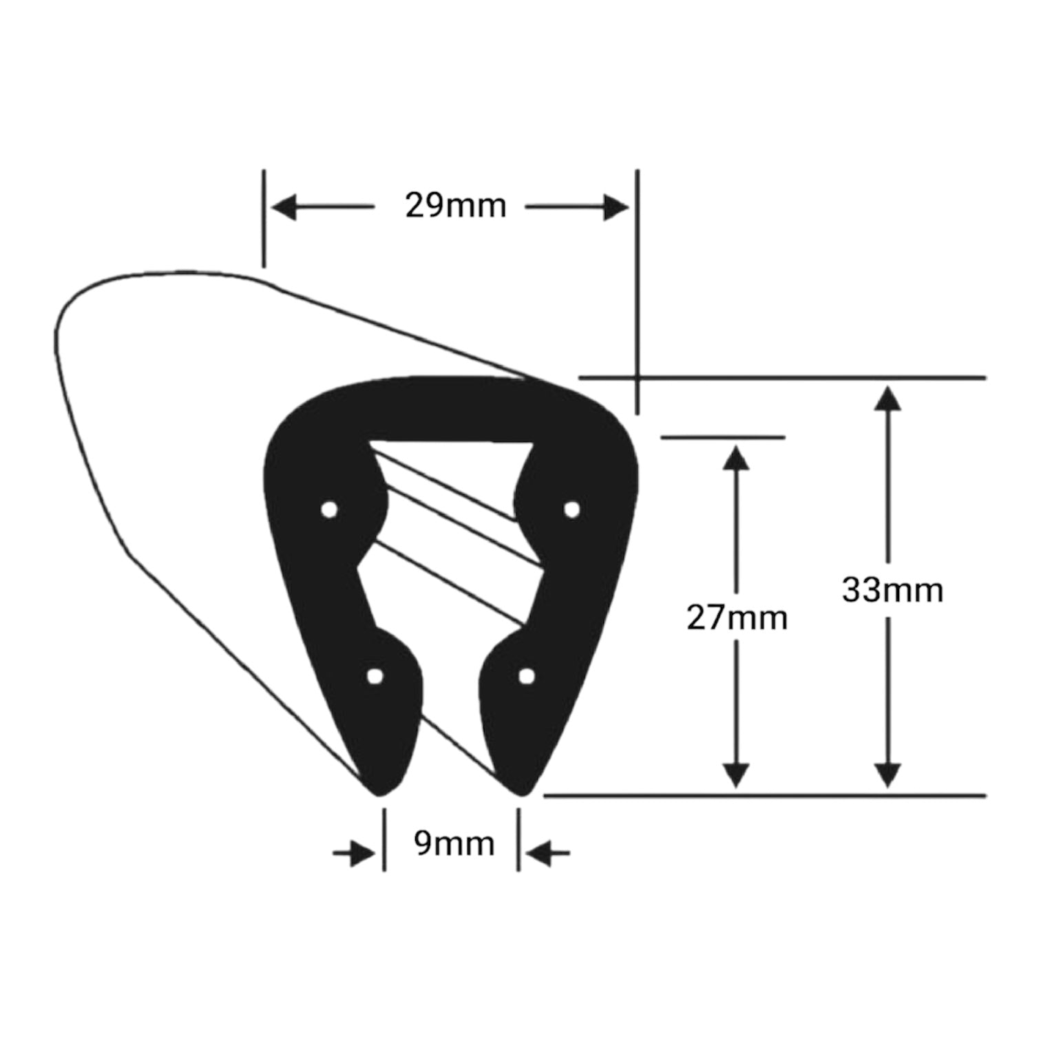 U Fender 9MM Riveted Flange Rubbing Strake Black