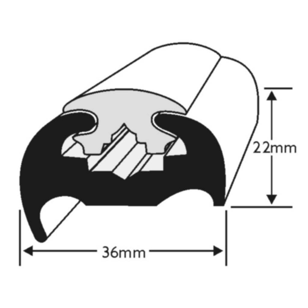 Marine Boat D Fender Rubbing Strake 36MM White with Blue Insert