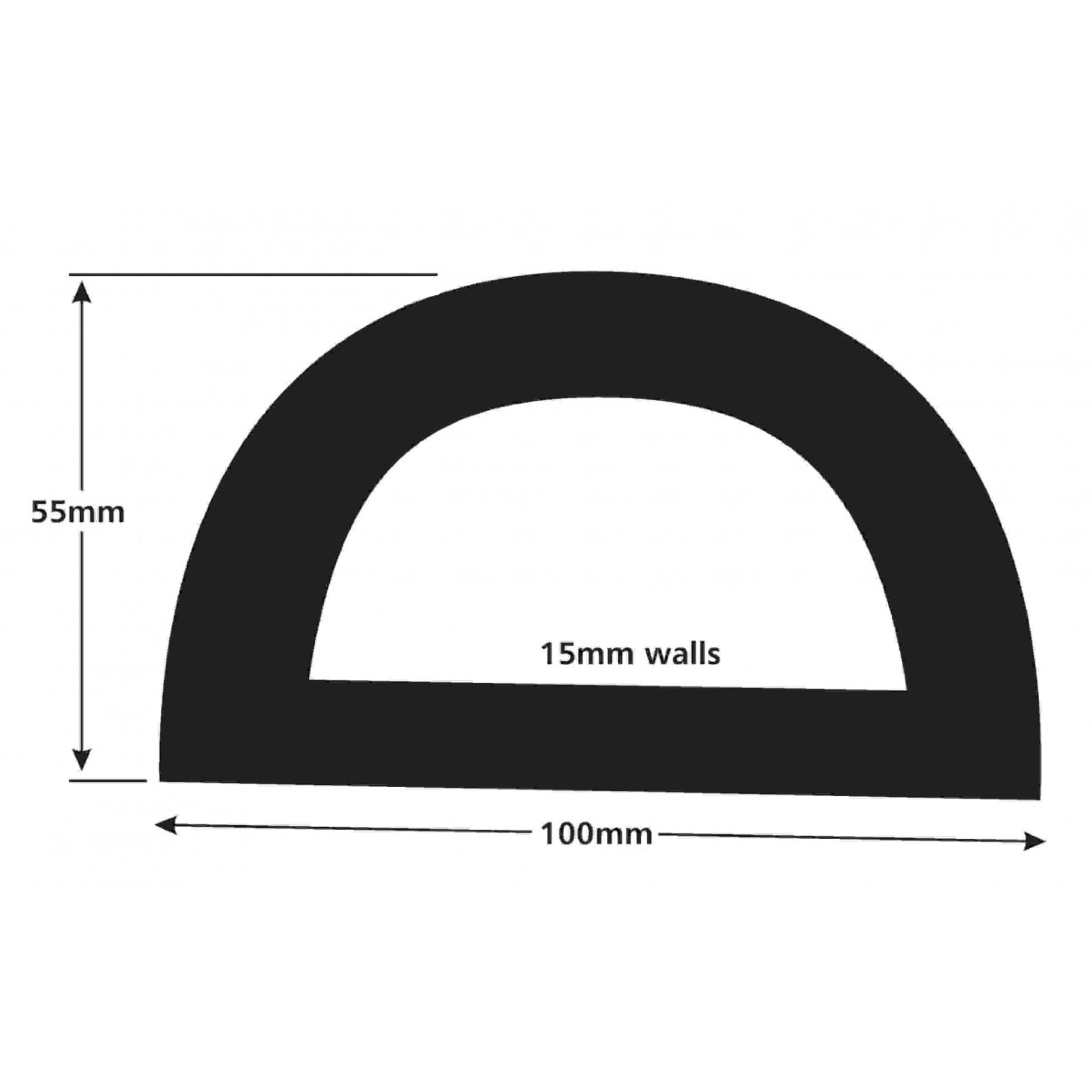 Boat D Fender 100MM Base Rubbing Strake Black