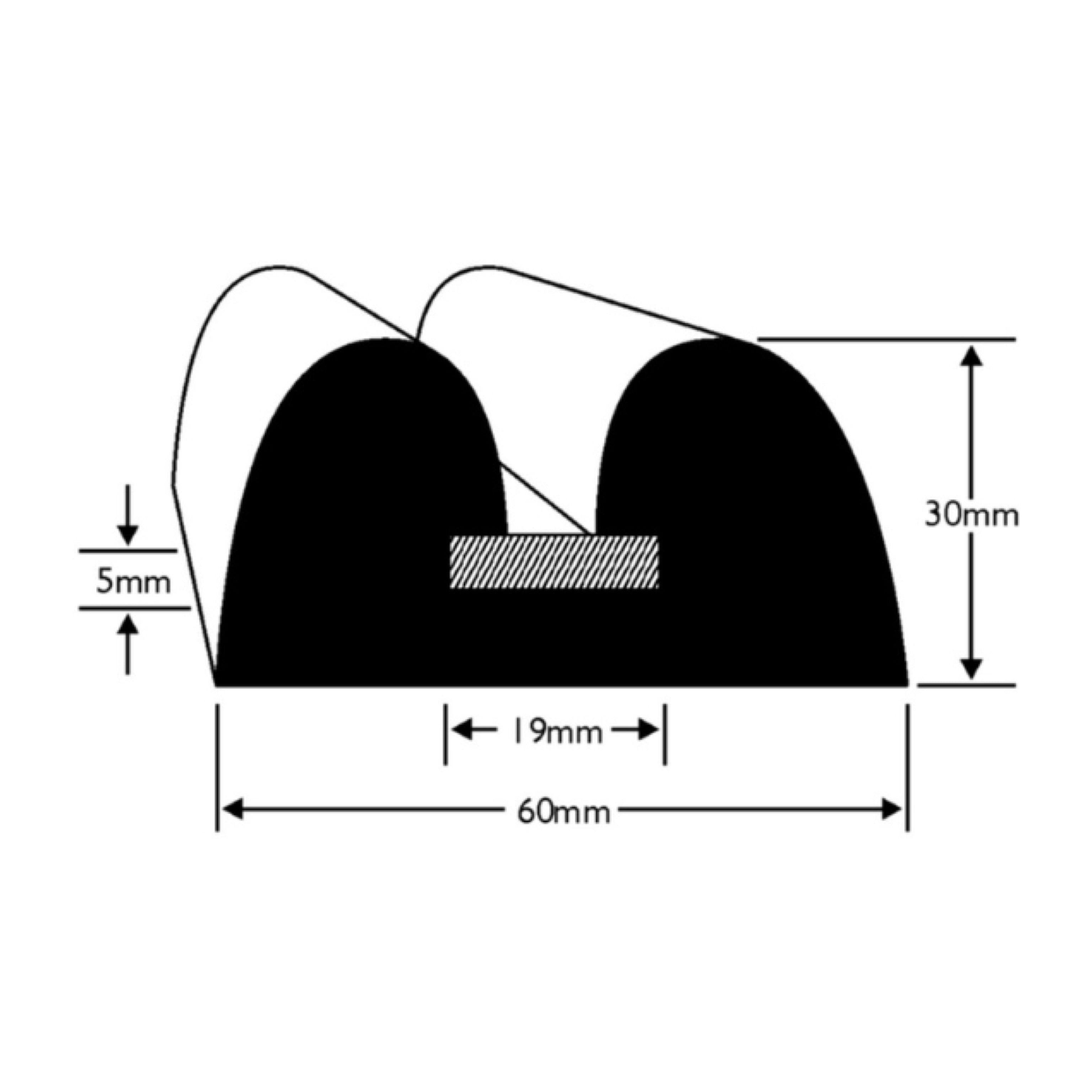 Boat B Fender 60MM Wide Rubbing Strake Black