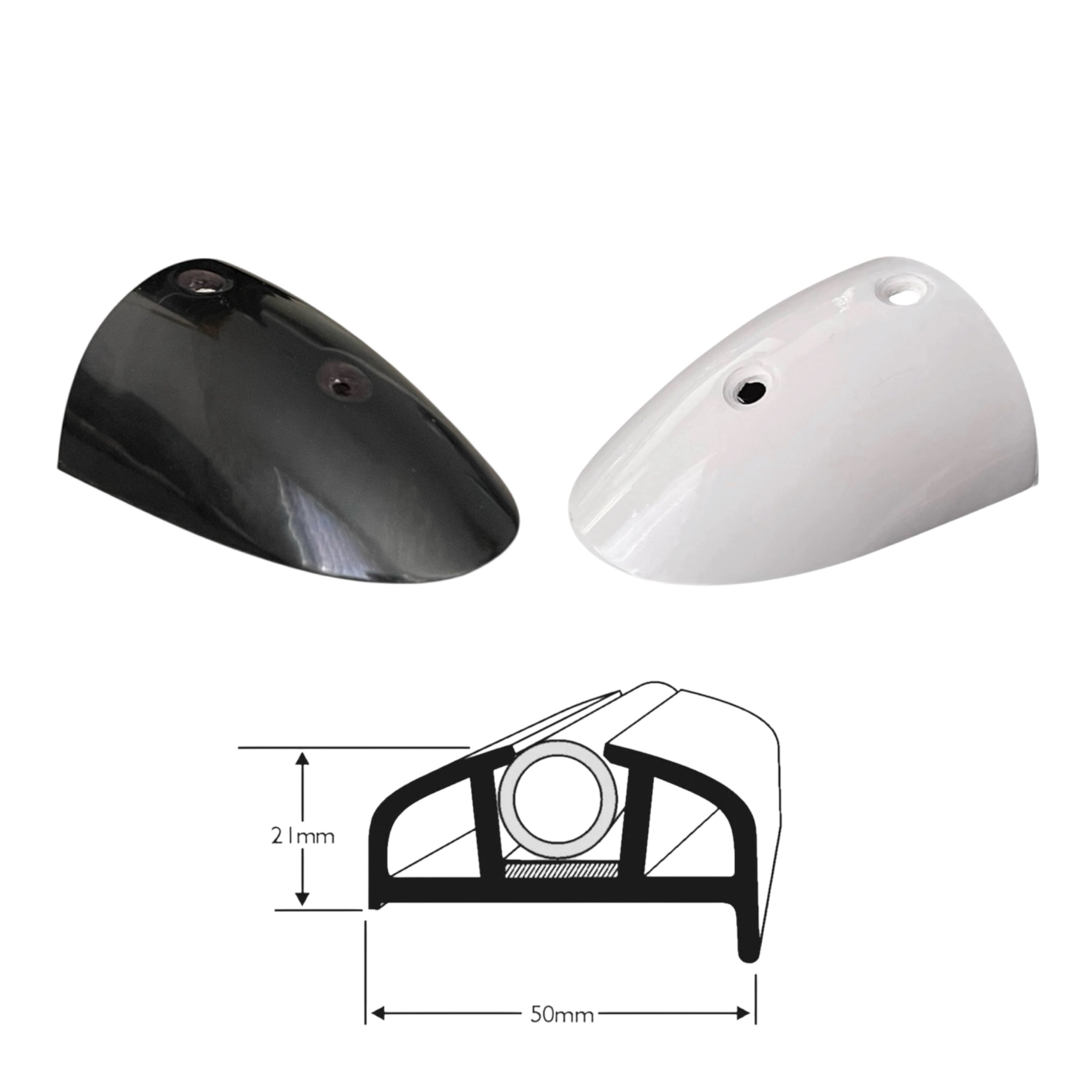 Fender End Cap D Section Rubbing Strake Profile 50MM Base